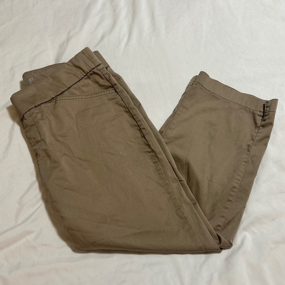 Lee Style Up Tan Khaki Pull‎ On Capri Pants Womens 6 Medium Cropped Trousers